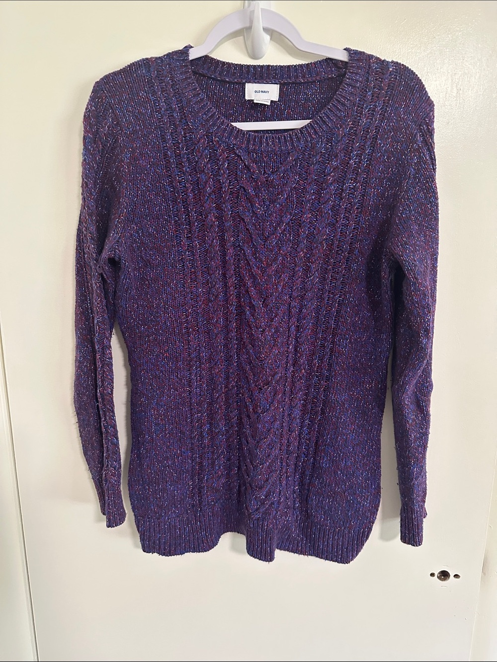 Old Navy Multicolor Purple Cable Knit Crewneck Sweater Size Medium